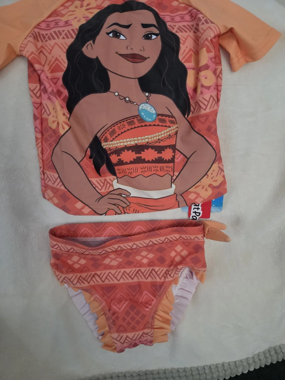 Disney Girls' Orange & Coral Moana Two-Piece Swim Set